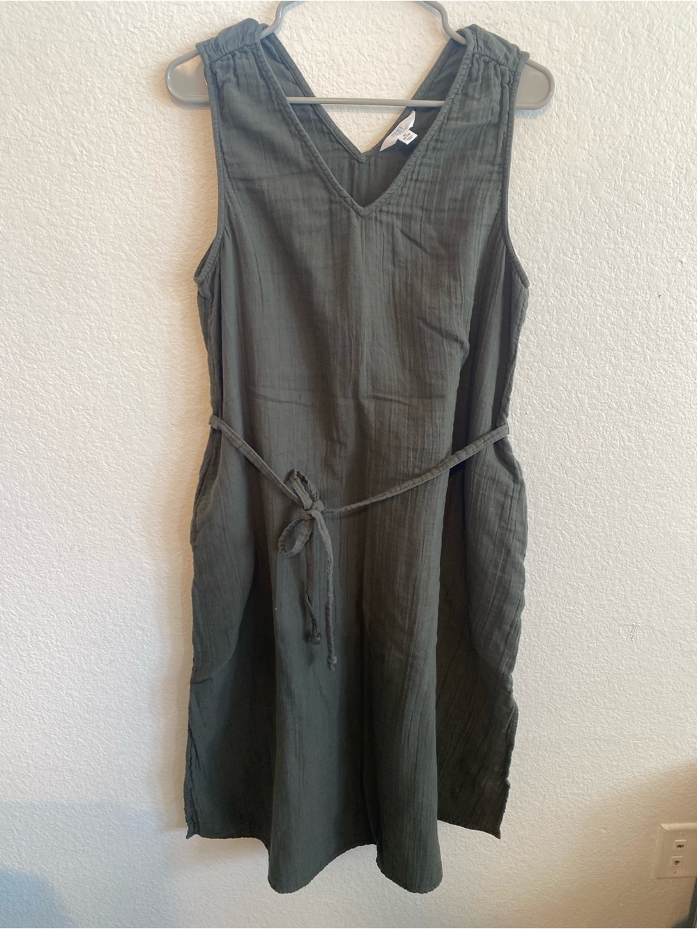 Olive Green Cotton Gauze Dress